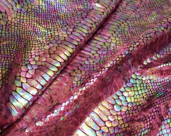 Iridescent Snake Foil Fabric – Metallic Ice Velvet, 2-Way Stretch
