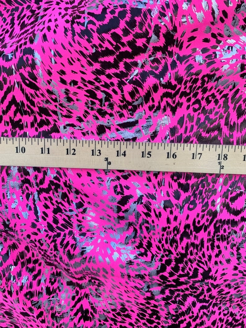 Neon Pink Leopard Animal Print Black/silver All Over Foil | Etsy