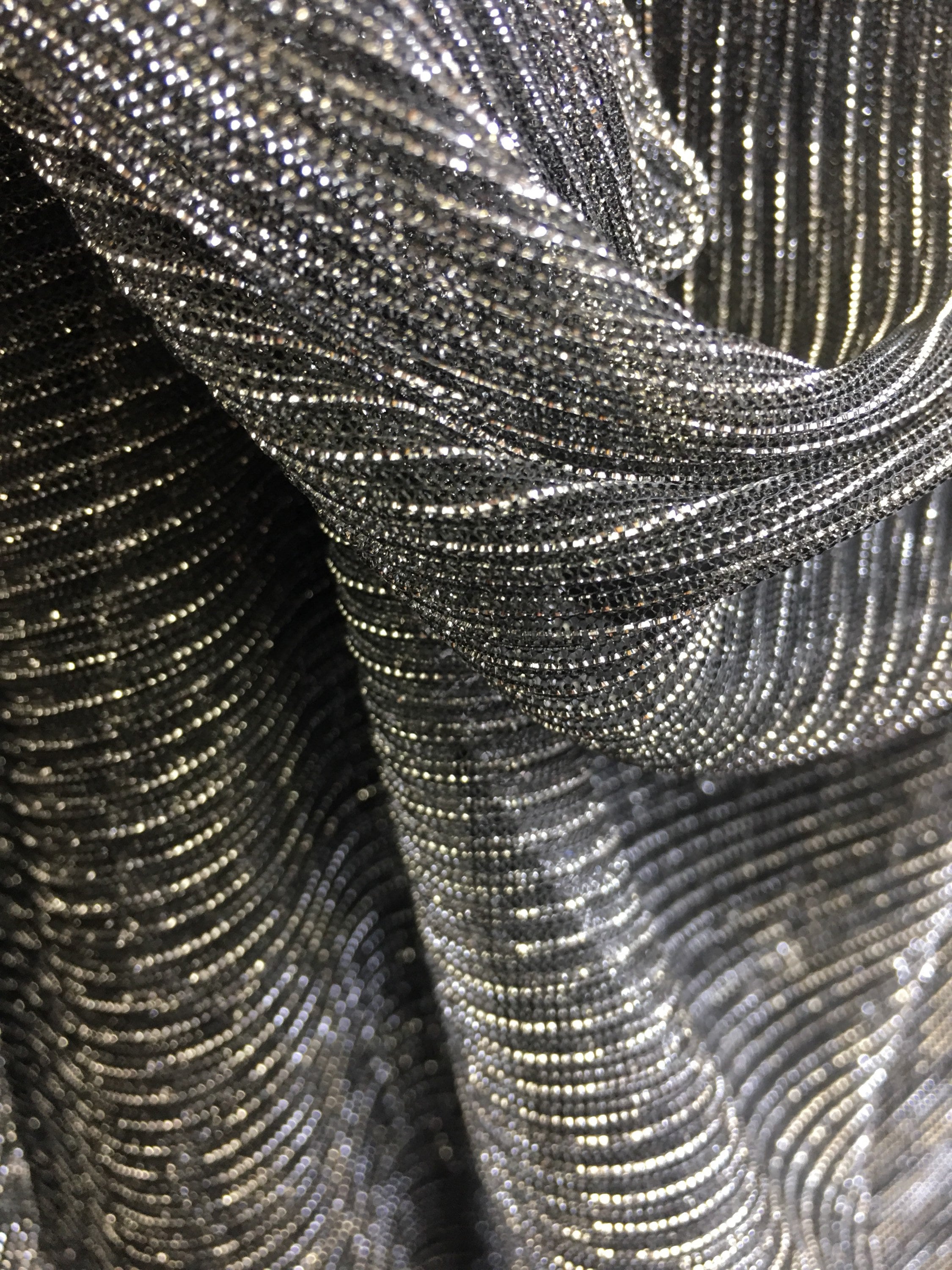 New black/silver metallic 4way Stretch mesh fabric 60 Etsy
