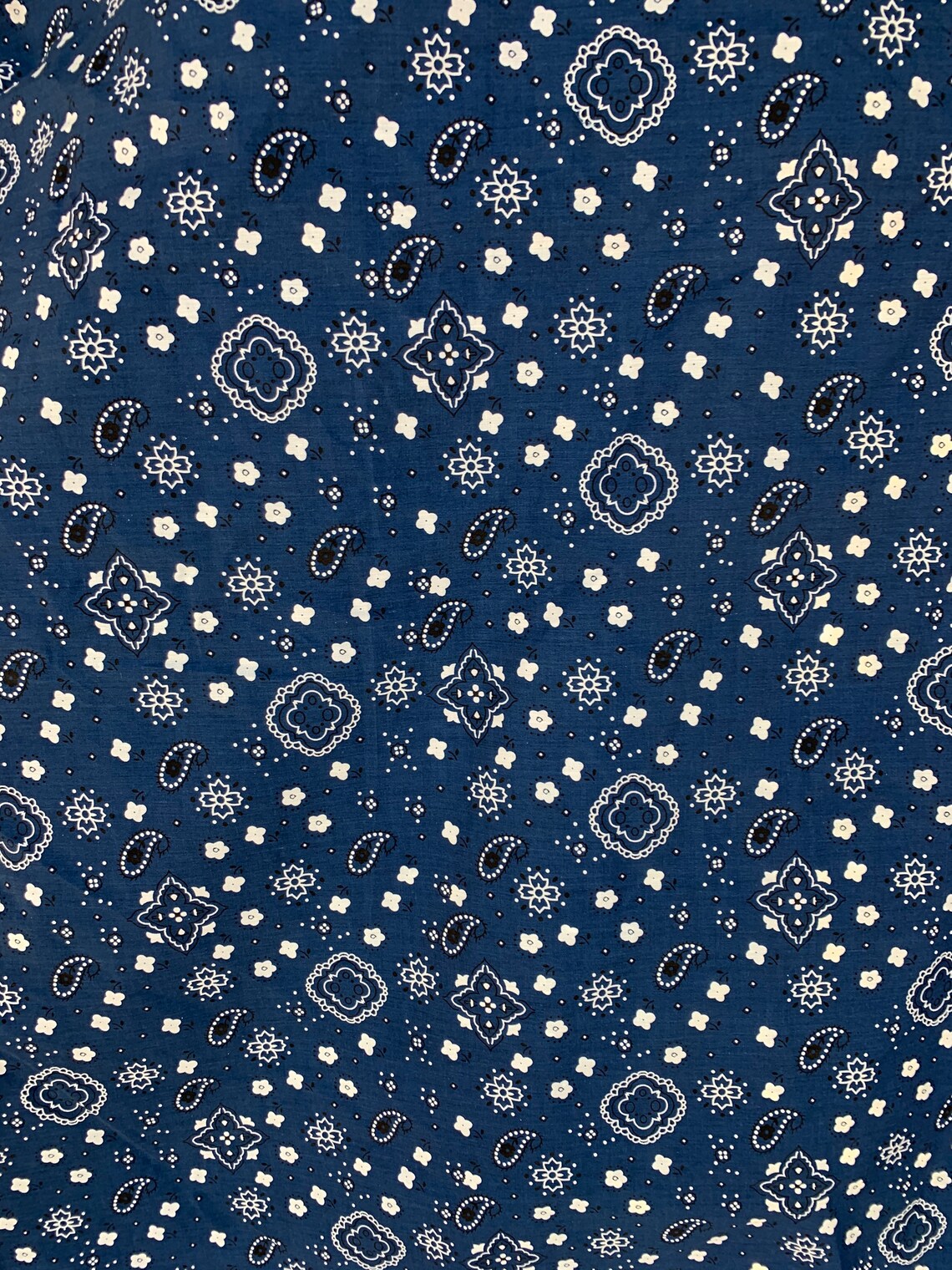 Cotton navy blue bandana print fabric for face masks nice Etsy