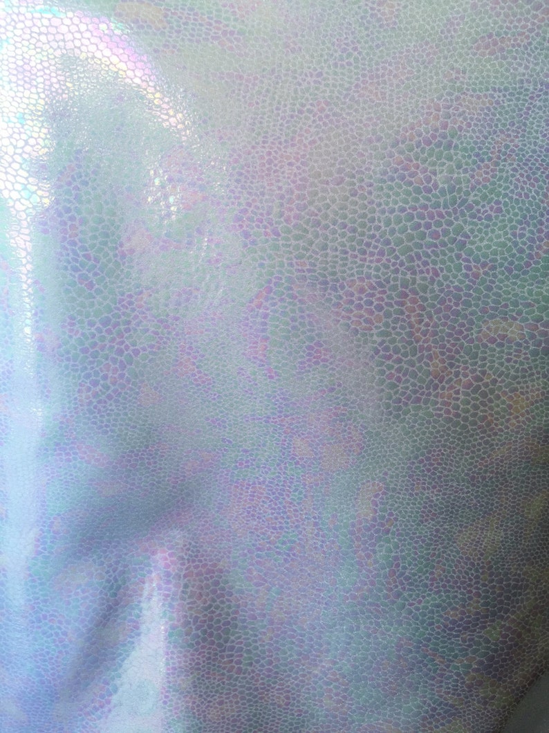 Iridescent two tone whitepink reptile skin nylon spandex 4 way stretch fabric by the yard
