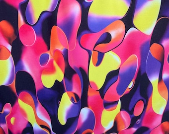 Abstract Puddles Print Fabric, 4-Way Stretch Poly Spandex, 60" Wide, USA Made