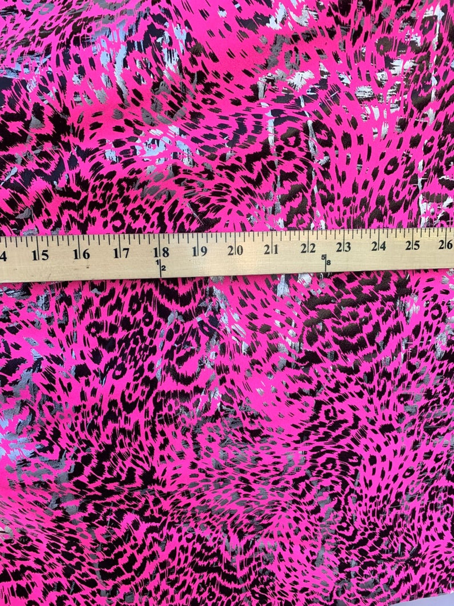 Neon Pink Leopard Animal Print Black/silver All Over Foil - Etsy