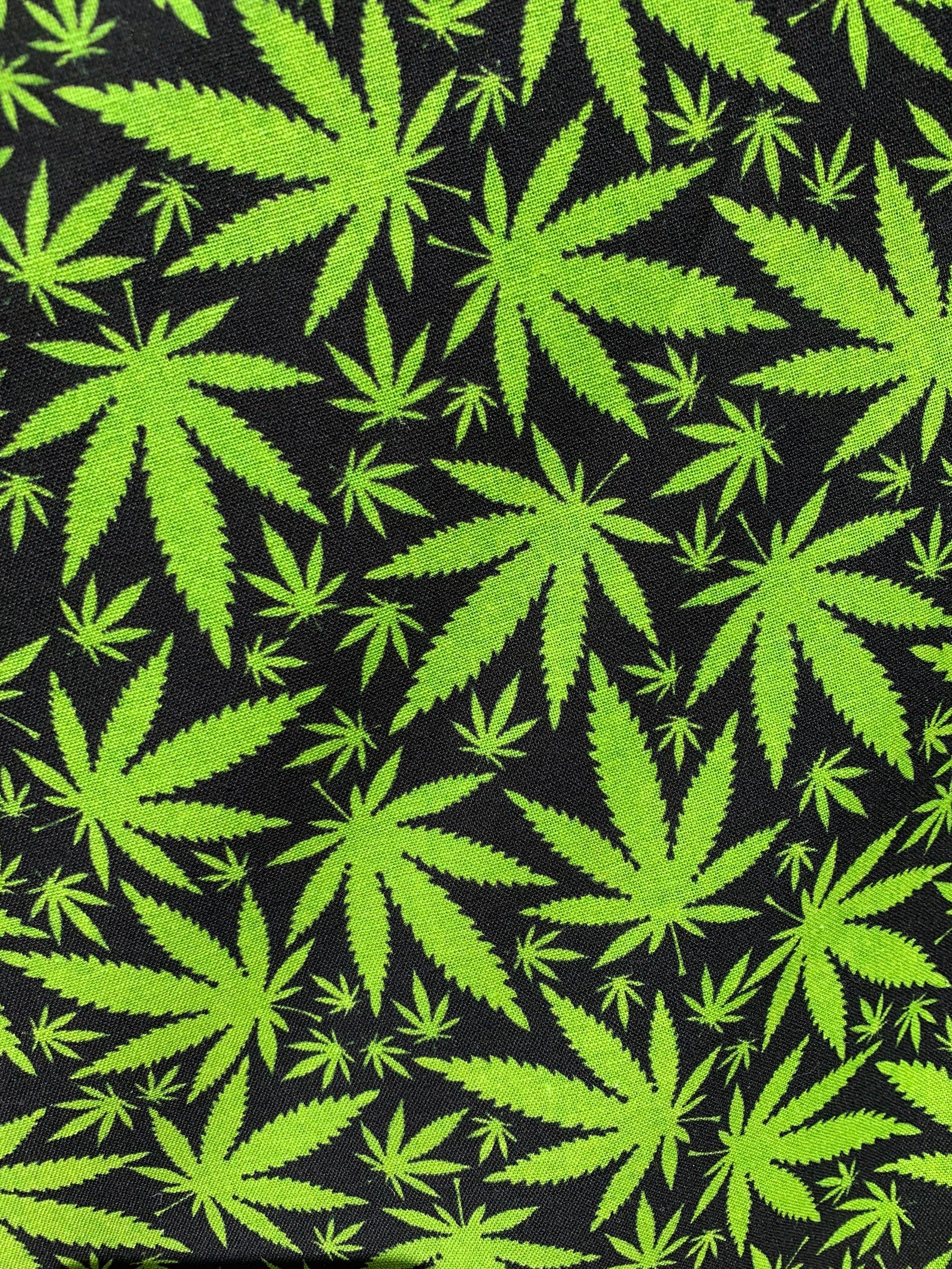 100% cotton marijuana black and green print fabric for face | Etsy