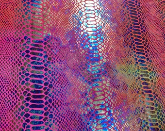 Tie Dye reptielhologram spandex stof, 4-way stretch, actief/badkleding, op maat gesneden verkocht