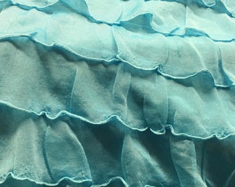 2" ruffle fabric aqua blue color 54" ich sold by yard