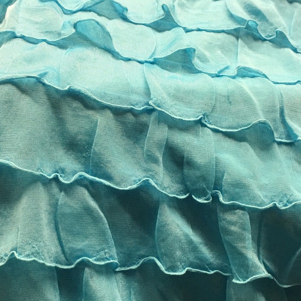 2" ruffle fabric aqua blue color 54" ich sold by yard