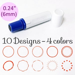Mini-cirkelstempel van 6 mm. Zelfinktende cirkelontwerpstempel, omtrekstempel, randstempel. Handgetekend frame, doodle schetsframe, planner.