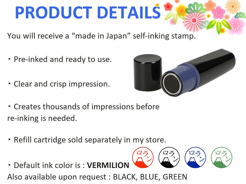 Personalized Japanese name stamp : Mount Fuji, Fuji san, fujiyama, mountain. Hanko, inkan, custom stamp, japan tradition, kanji name, unique image 5