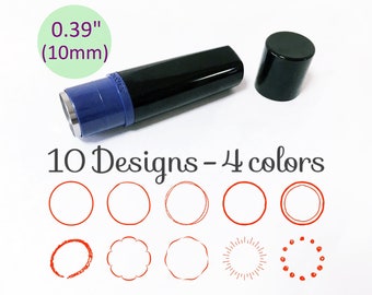 0.39" (10mm) Small circle stamp. Round shape rubber stamp, frame stamp, circle outline design, handwritten round shape frame. Schedule stamp