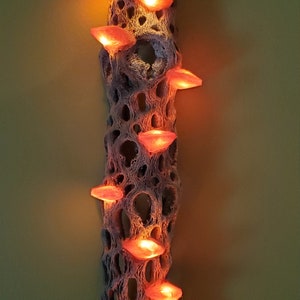 Handmade Copper Wall Hanging Cholla LED Mushroom Lamp (13-15" tall)