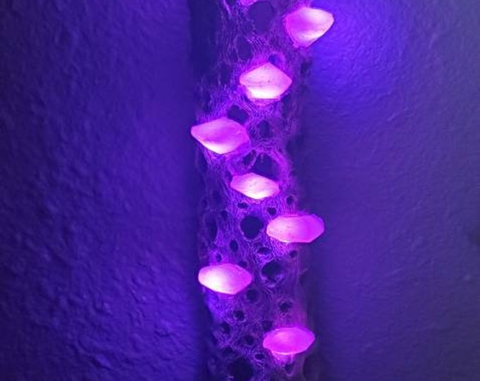 Handmade Purple Wall Hanging Cholla LED Mushroom Lamp (13-15" tall)