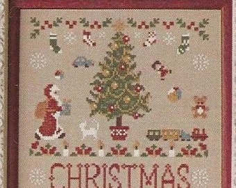 HERE IS CHRISTMAS Counted Cross Stitch Pattern with Silk Threads Included - Christmas Tree - Santa Claus - Reindeer - Train