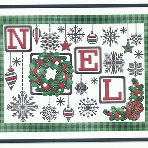 Christmas Holiday Counted Cross Stitch Pattern NOEL from Shannon Christine Designs - Red and Green Cross Stitch - Christmas Pattern