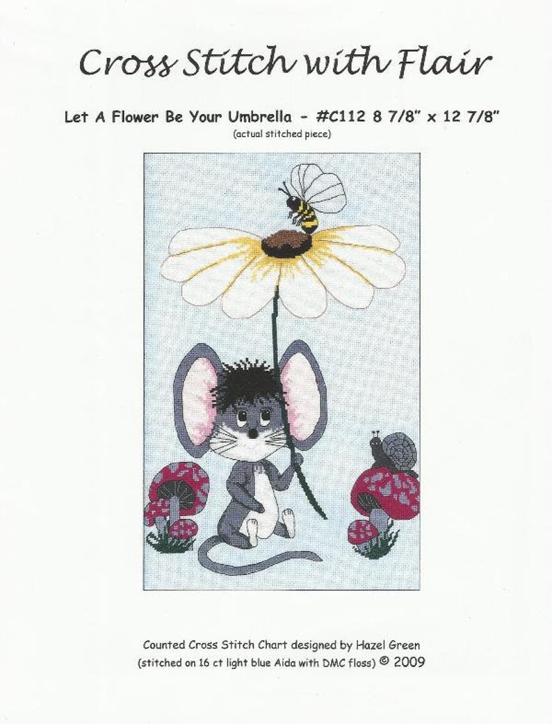 Easy Cross Stitch Fun to Stitch Mouse Cross Stitch Pattern Let A Flower Be Your Umbrella from Cross Stitch With Flair