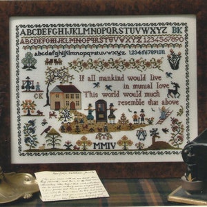 Sampler Cross Stitch Pattern TOWN AND COUNTRY - Alphabet Cross Stitch Pattern - Alphabet Sampler - Christian Cross Stitch