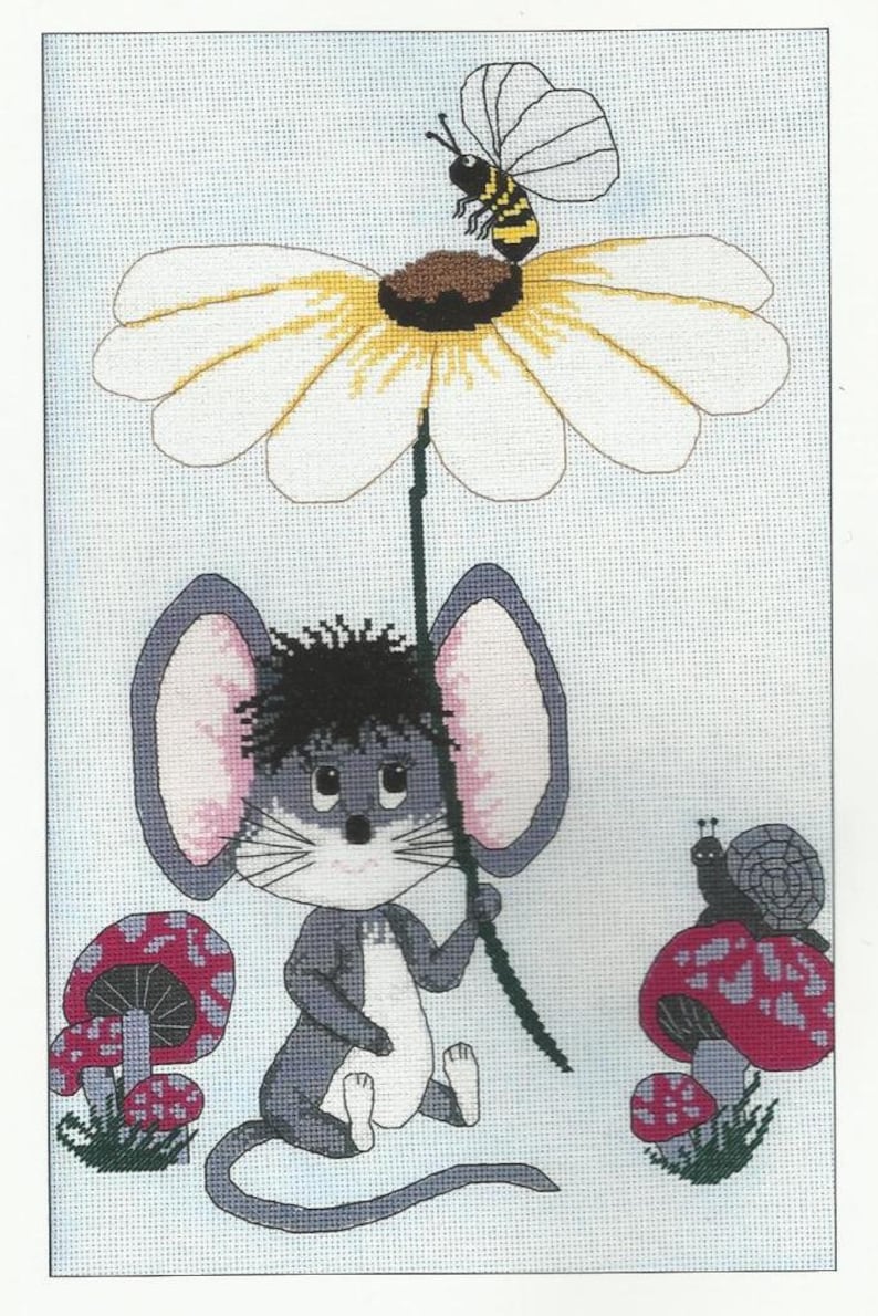 Easy Cross Stitch Fun to Stitch Mouse Cross Stitch Pattern Let A Flower Be Your Umbrella from Cross Stitch With Flair