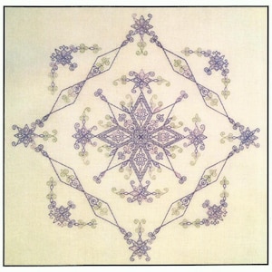 Embroidery Pattern with Silk Threads Included WISHING WELL by SEBA Designs - Purple and Green Embroidery - Needlework Pattern w/ Threads