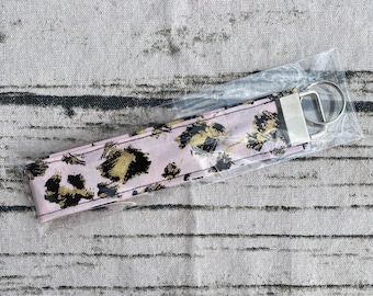 pink cheetah key fob wristlet