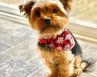 red and white snowflake dog bandana, Christmas snow flake dog bandana