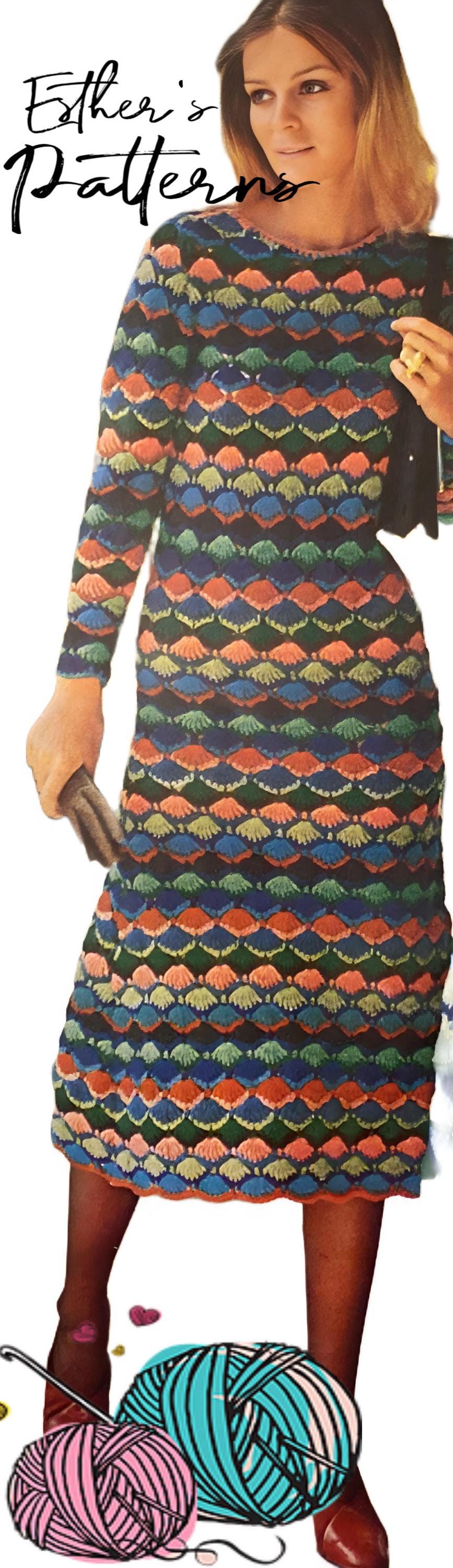30 Unique Crochet Dresses for Fashion-Loving Crafters: Beach Covers, Vintage Finds, and... 13 Vintage Vibrant Shells Dress Pattern