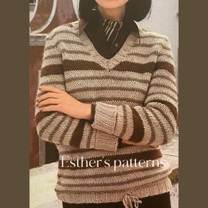 Vintage instant download pdf pattern knitted draw string pullover