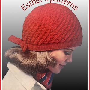 vintage instant pdf download pattern for knitted cap