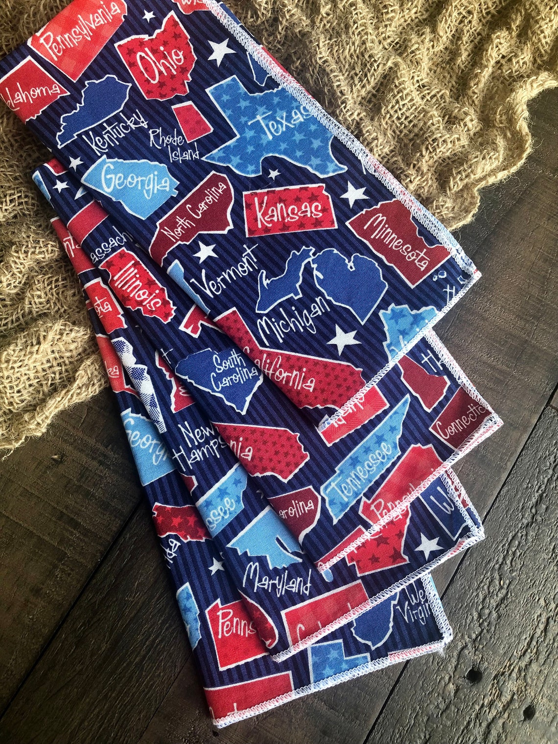 4th of July cloth napkins / Patriotic table decor / Americana Etsy