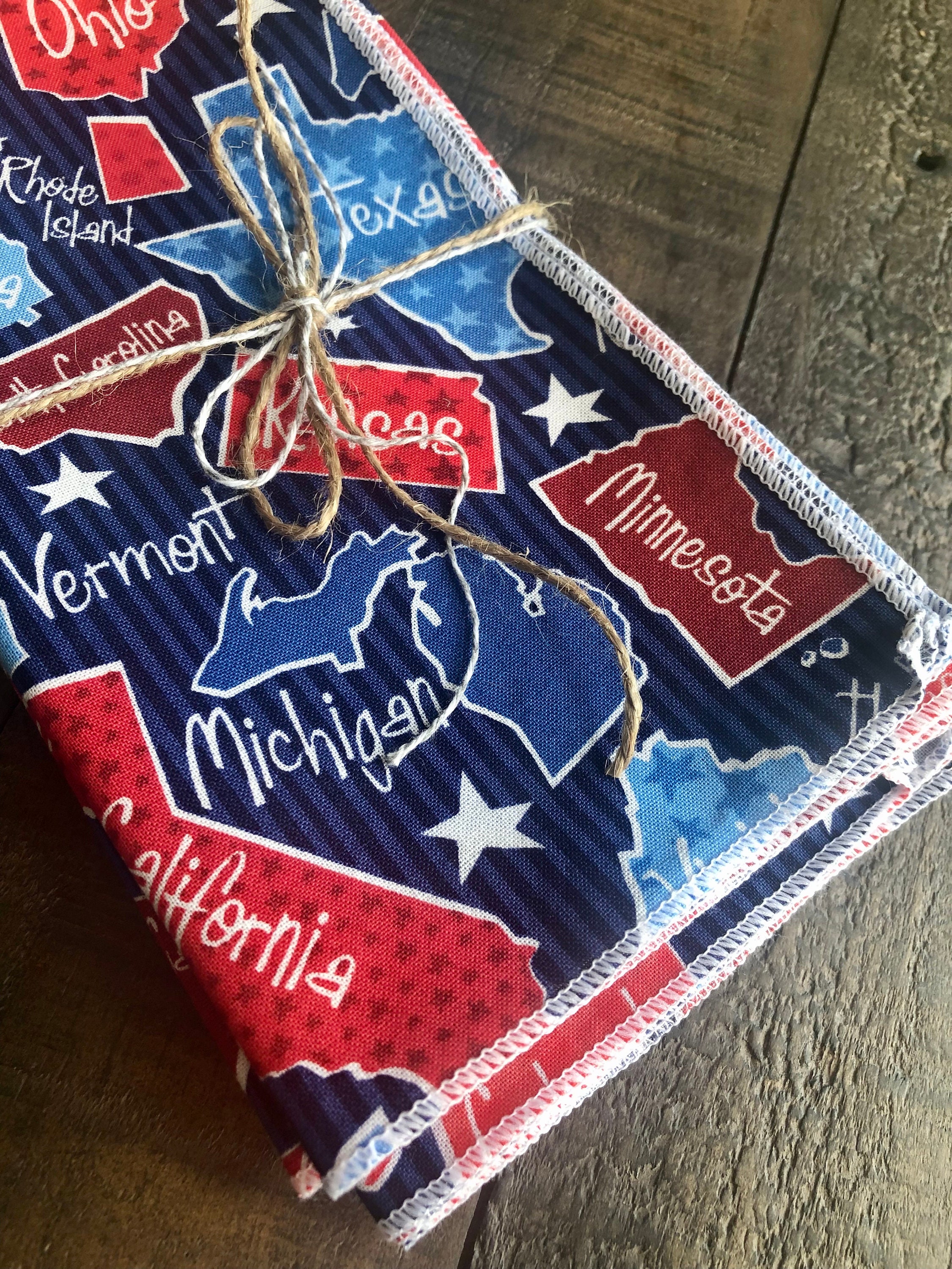 4th of July cloth napkins / Patriotic table decor / Americana Etsy
