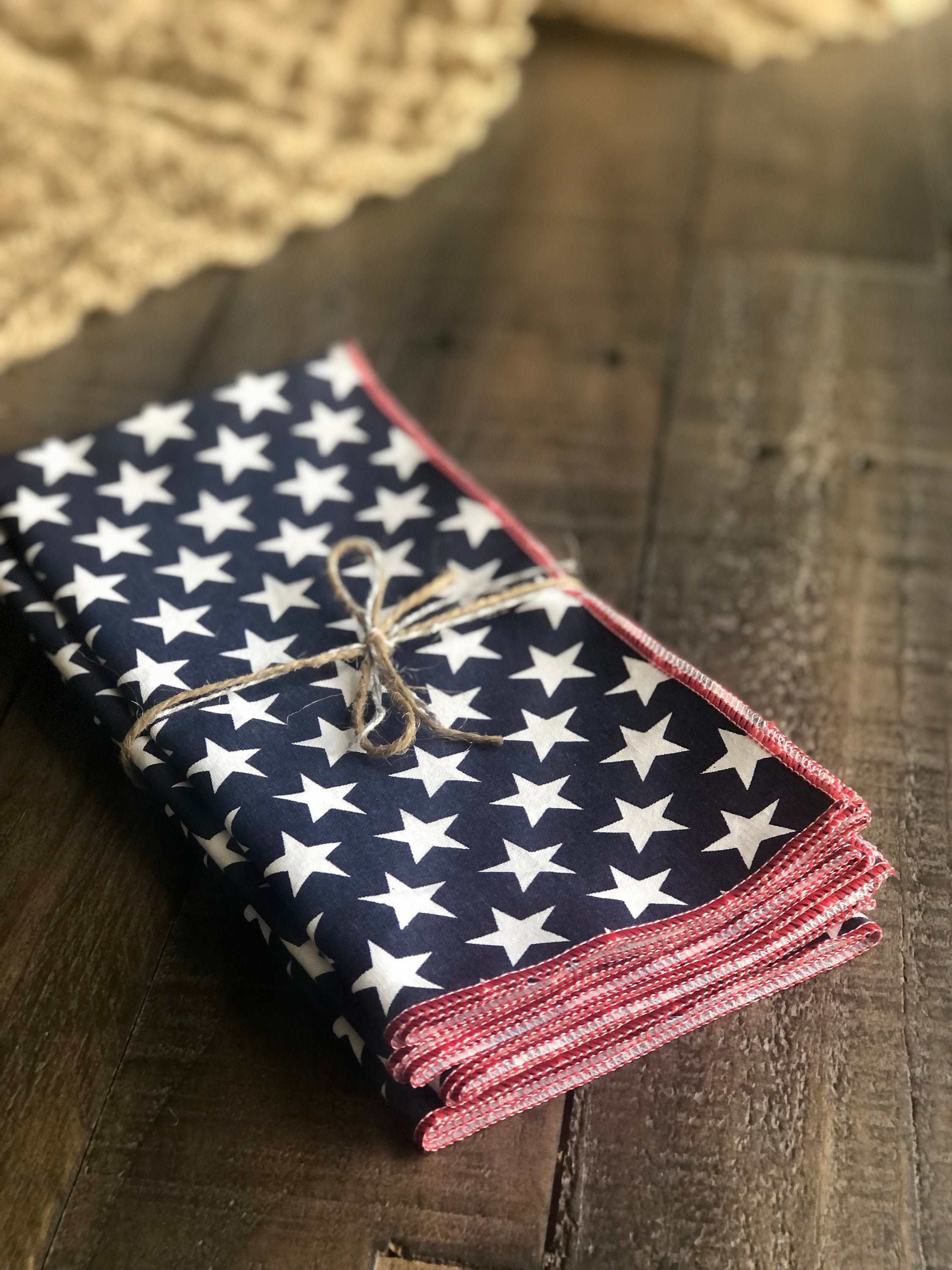 4th of July Cloth Napkins / Patriotic Table Decor / Americana Etsy