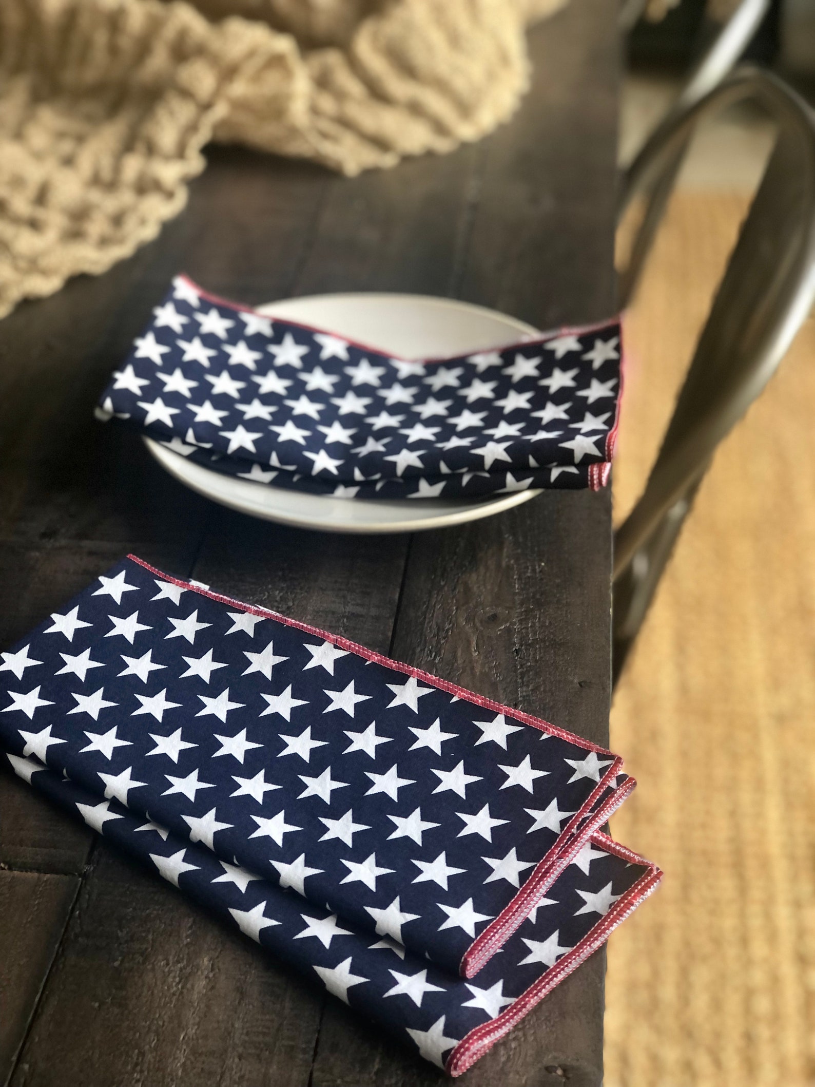 4th of July Cloth Napkins / Patriotic Table Decor / Americana Etsy