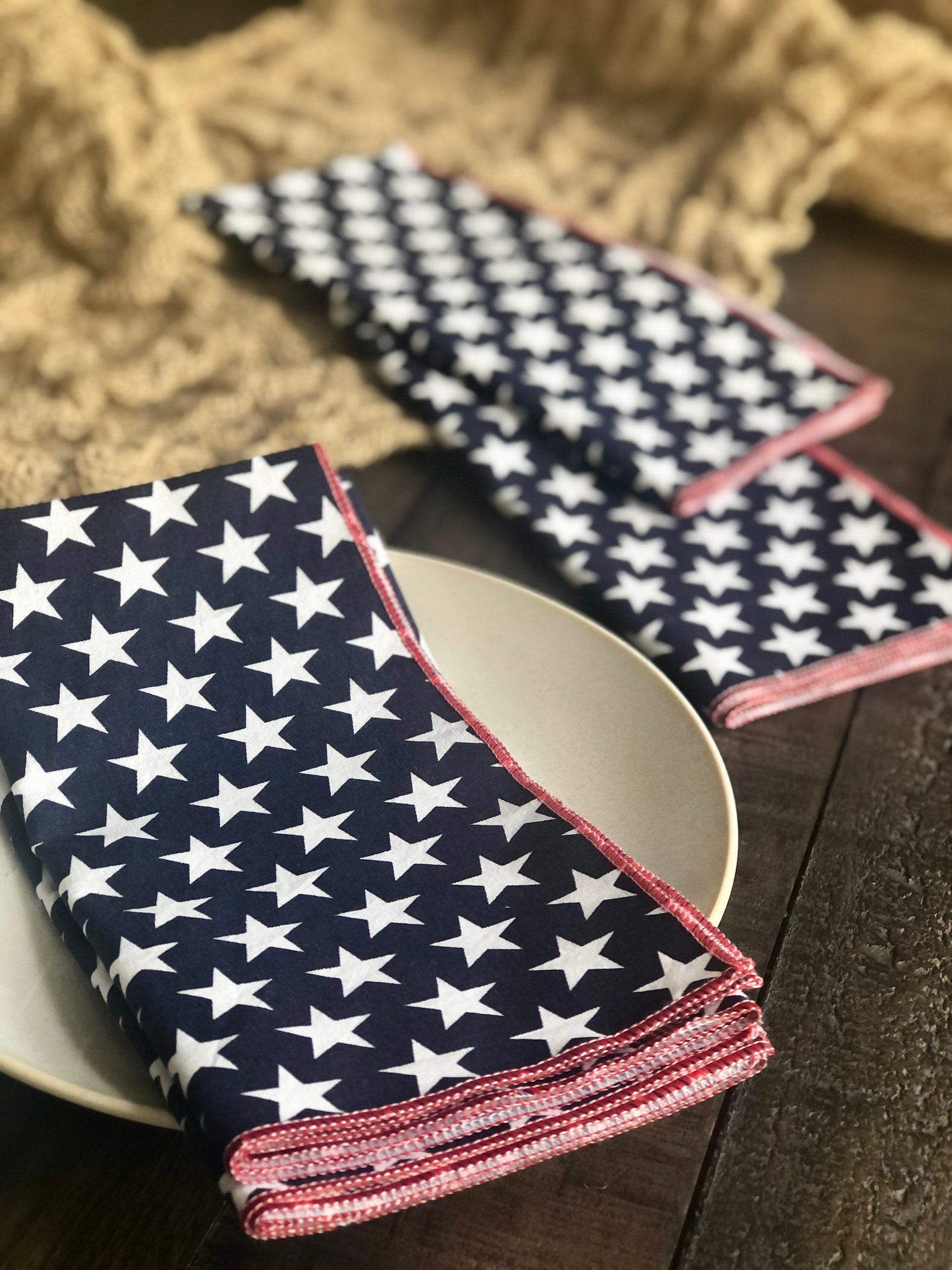 4th of July Cloth Napkins / Patriotic Table Decor / Americana Etsy