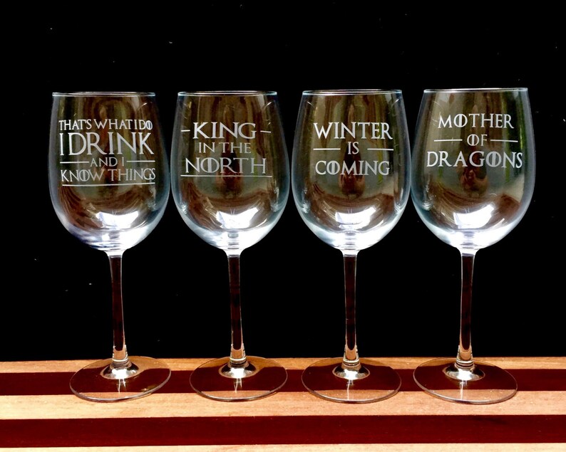 Game of Thrones Wine Glasses Etched Quotes Set of 4 I Etsy