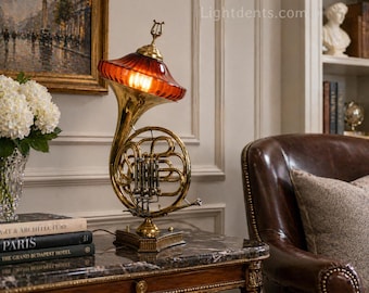 Classic vintage French Horn accent  lamp.