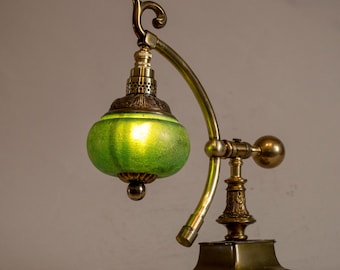 Art Nouveau accent lamp on converted vintage solid brass ink well.