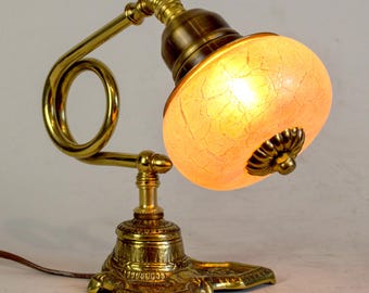 Art Deco accent lamp on converted vintage solid brass ink well.