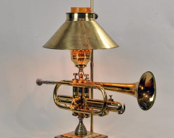Orient Express traditional based vintage cornet lamp. in-valve switch. Vintage solid brass base.
