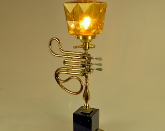 Vintage french horn parts lamp.