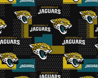 Jacksonville Jaguars NFL Cotton Fabric • Licensed Team Fabric by the Yard • Football • Sports Sewing Material