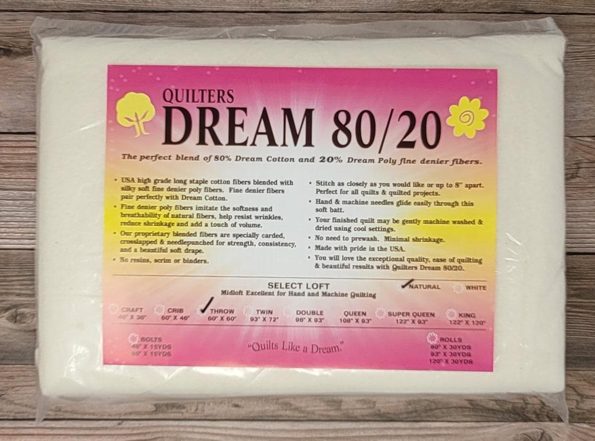 Throw Size - Quilters Dream 80/20 Batting 60 x 60