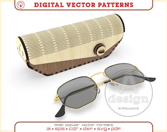 Glasses case, Wooden glasses case, Glasses case vector, Glasses case cnc, Plywood glasses case, Glasses case laser cut, Sunglasses case, V2