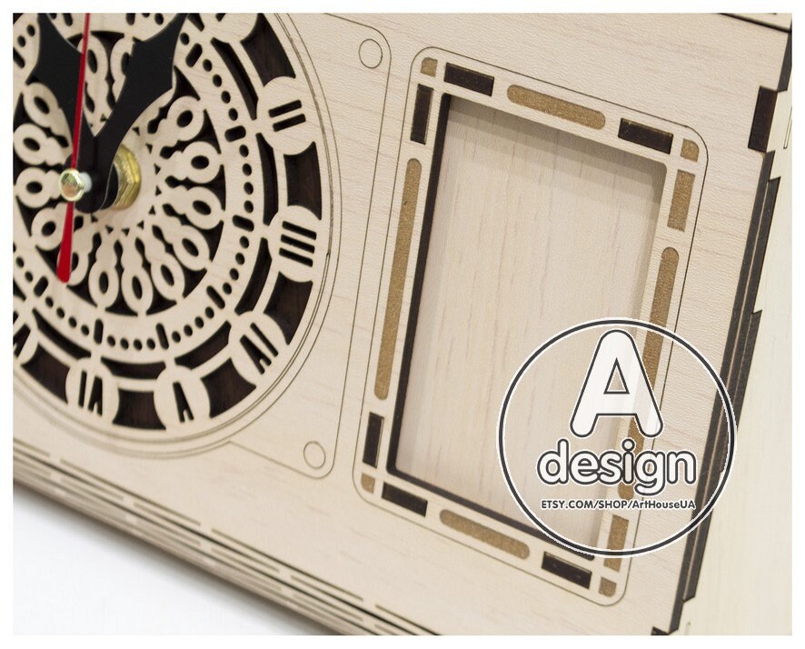 Table Clock Desk Clock Table Clock With Photo Frame Wooden Etsy Australia