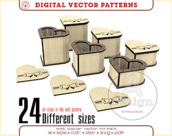 Heart Gift Box SVG Files Laser Cut Storage Box Bundle