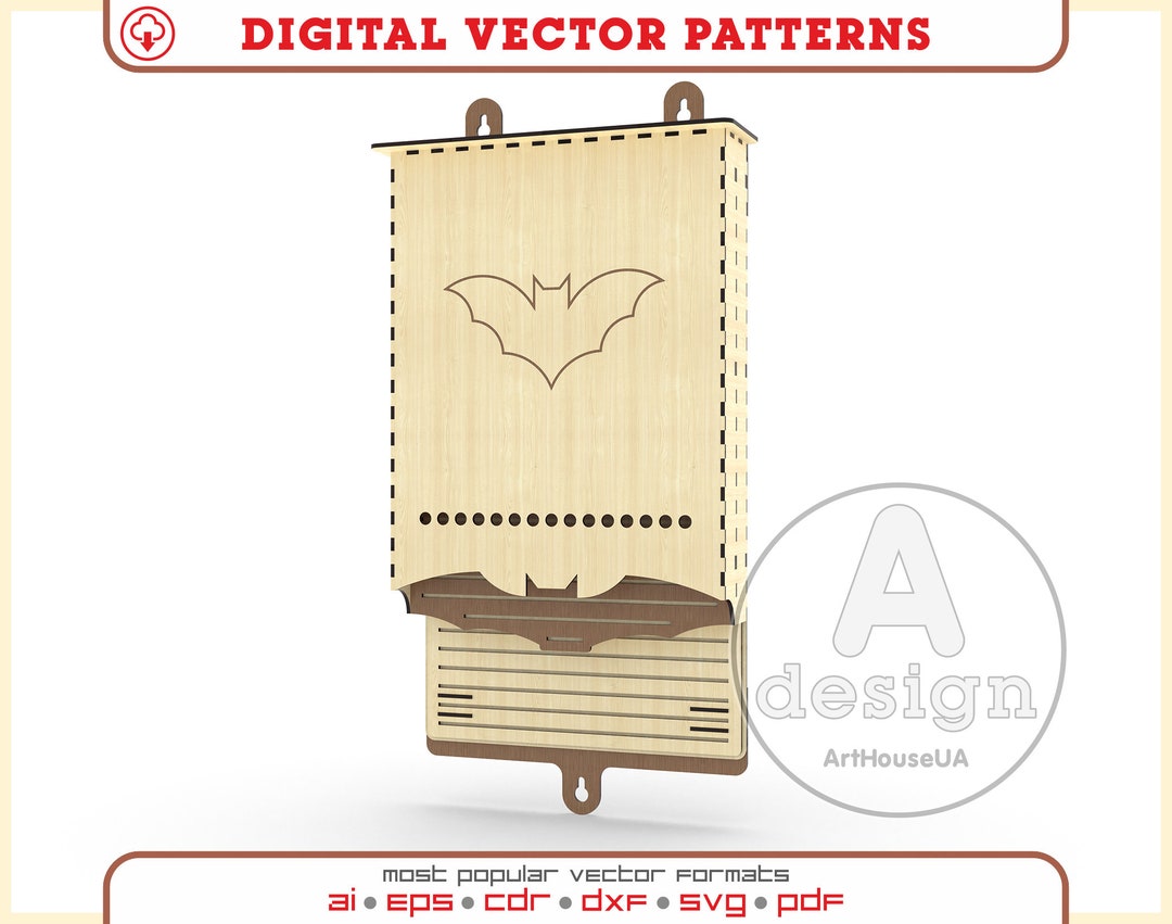 Bat House Vector SVG Laser Cut Glowforge, Pest Control Bat Box, Attract ...