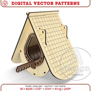 Fichier vectoriel de découpe laser de nichoir et fichier SVG Glowforge prêt, vecteur de nichoir d'oiseau de goutte de rosée, motif découpé au laser de nichoir Dxf, Pdf, Cnc - Ver.11