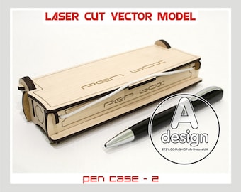 Wooden pen case, Pen box, Pen case, Luxury pen case, Vector plan, Laser cut vector model, Instant download, Pen holder, Cnc cut file, PH-2