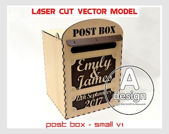 Wedding card post box SVG laser cut file wooden L size reception box holder