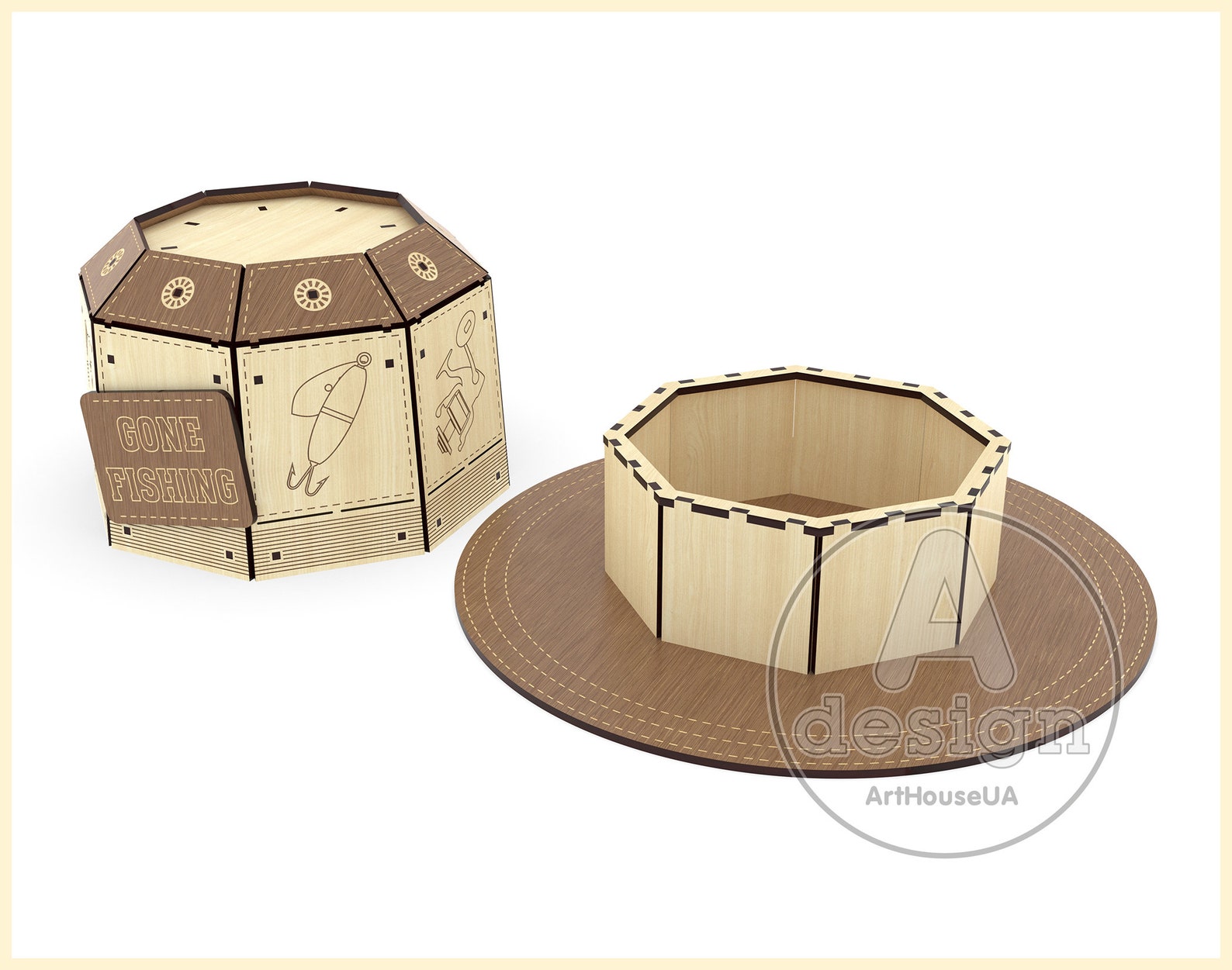 Gone Fishing Hat Box Vector File Laser Cut Machines and Etsy
