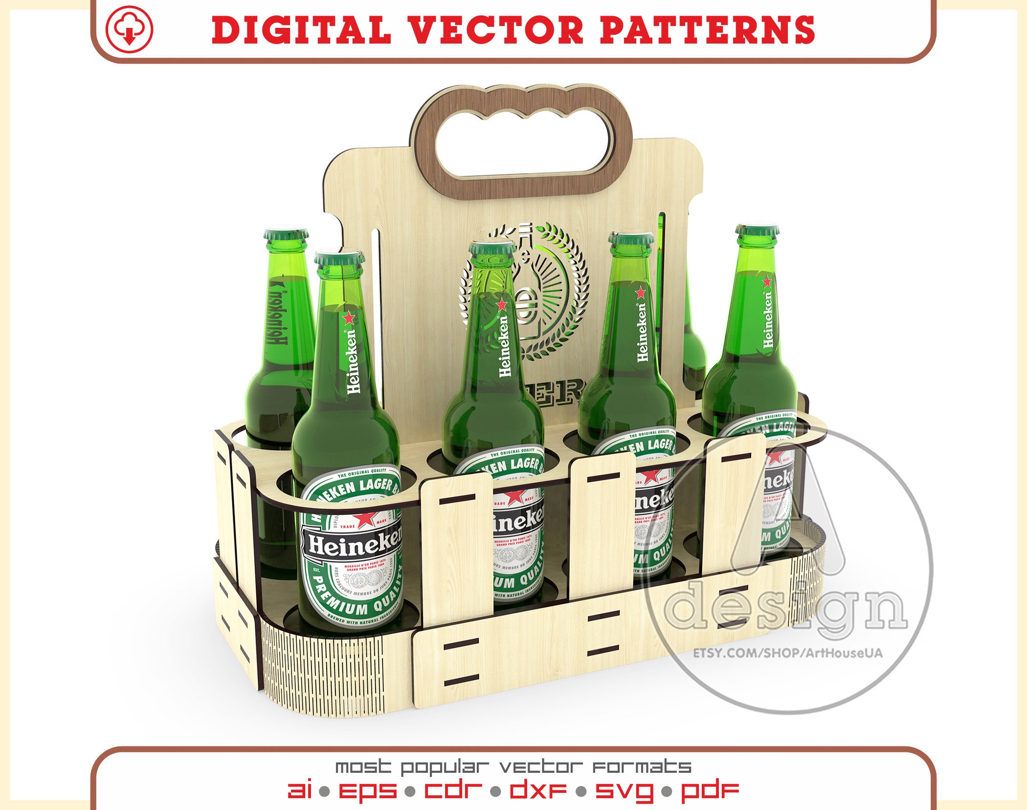 Download Beer holder box BHB-V8P Laser cut vector Beer bottle | Etsy