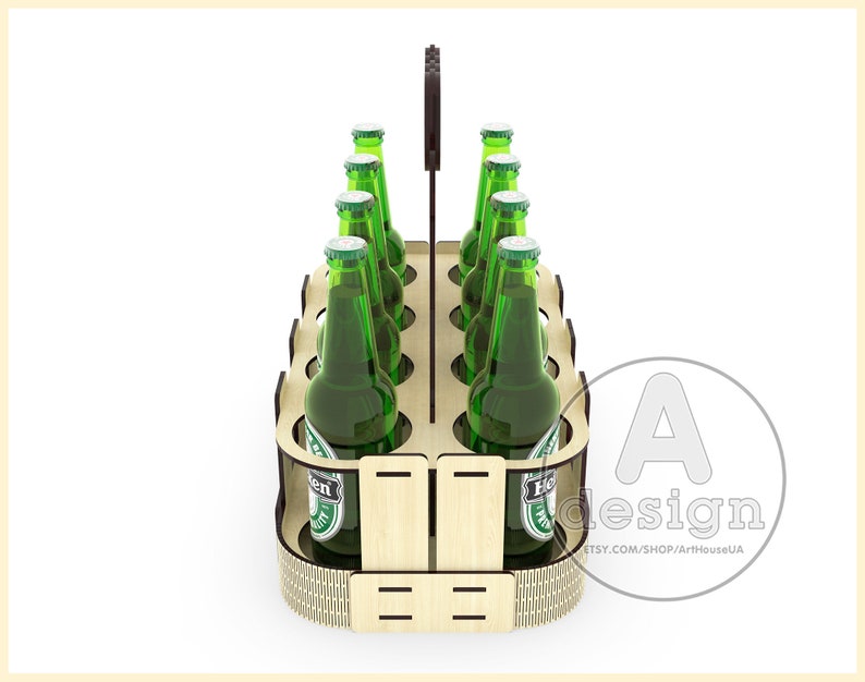 Download Beer holder box BHB-V8P Laser cut vector Beer bottle | Etsy